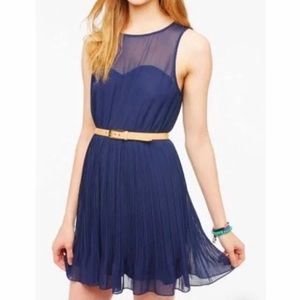 Urban Outfitters Pins and Needles Pleated Navy Blue Dress Size XS